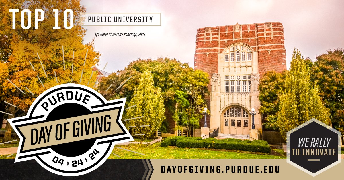 🚂 We rally to innovate 🚂 “Good enough” has never been in #Purdue’s vocabulary, which is why we’re among the top 10 public universities in the country. We believe in giant leaps and endless possibilities, and your support on #PurdueDayofGiving demonstrates that you believe too.