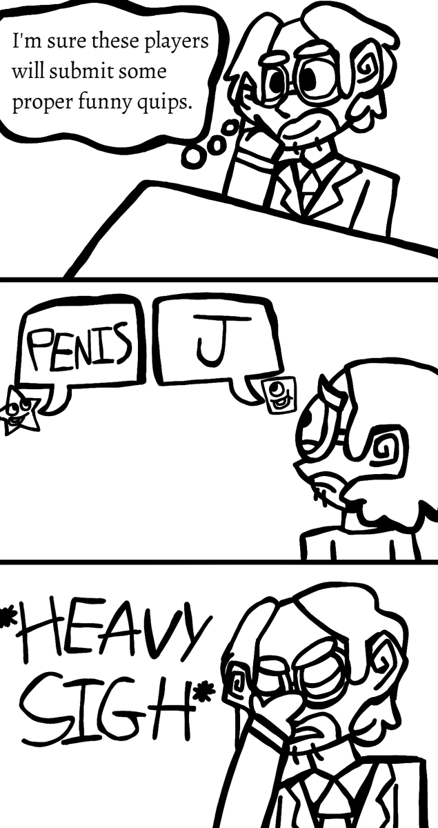 SkyKidShyKid's tweet photo. average quiplash game
#Jackbox #JackboxArt #JackboxFanart #Quiplash https://t.co/TetiRVq4O9