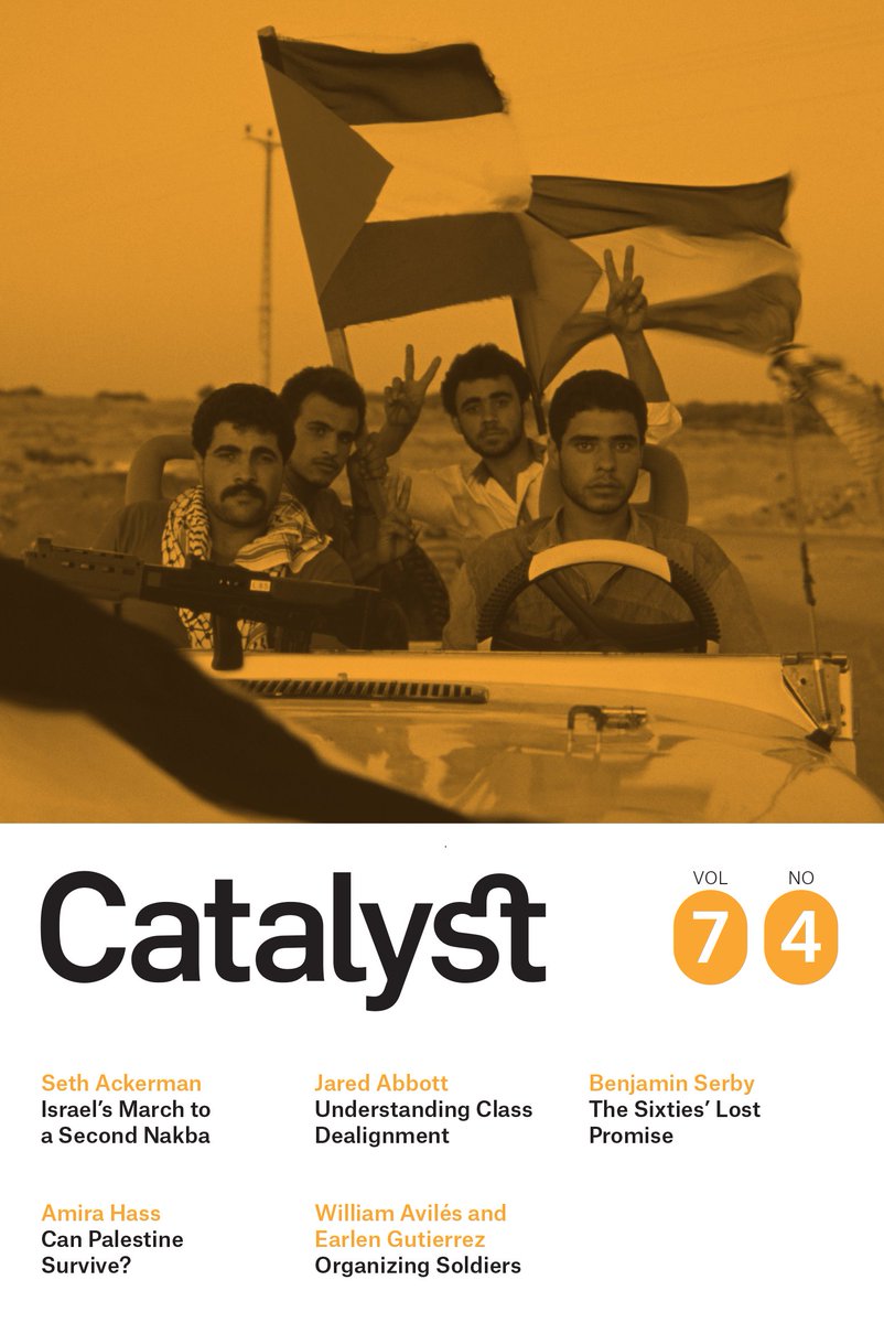 The new issue of Catalyst is out now! Get yearlong print and digital access for $20. catalyst-journal.com/subscribe/?cod… Don’t miss long-form contributions on the roots of the war in Gaza, organizing in the military, class dealignment, and much more.