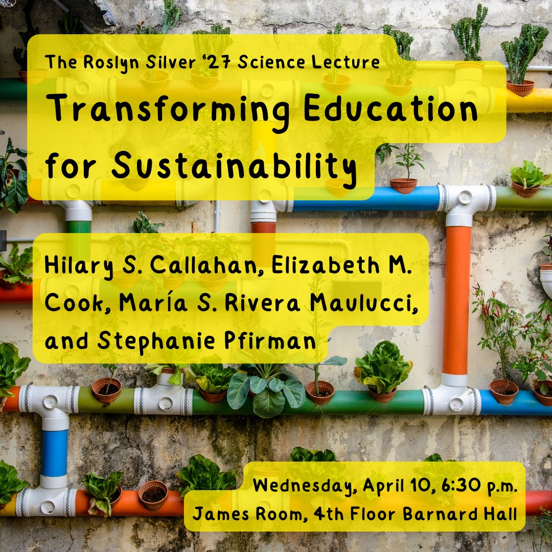 BCRW (@bcrwtweets) on Twitter photo Transforming Education for Sustainability
Hilary S. Callahan, Elizabeth M. Cook, María S. Rivera Maulucci & Stephanie Pfirman will discuss how education can and must grapple with the ecological and climate crises of our time.
4/10, 6:30 pm. <a href="/BarnardCollege/">Barnard College</a> eventbrite.com/e/transforming… Transforming Education for Sustainability
Hilary S. Callahan, Elizabeth M. Cook, María S. Rivera Maulucci & Stephanie Pfirman will discuss how education can and must grapple with the ecological and climate crises of our time.
4/10, 6:30 pm. <a href="/BarnardCollege/">Barnard College</a> eventbrite.com/e/transforming…
