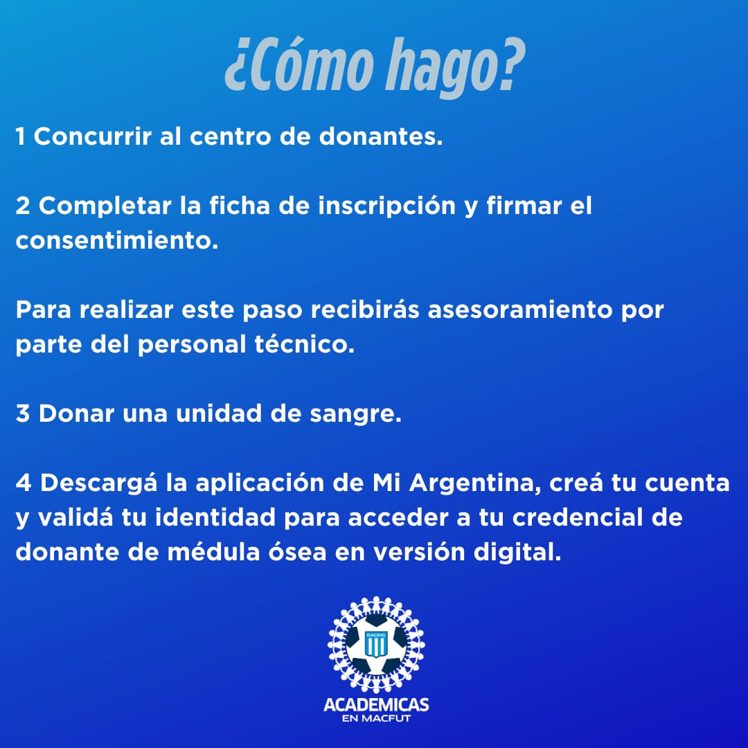 Día Nacional del Donante de #MédulaÓsea

#DonáVidaEnVida 

@RacingClub 
@MACFUT