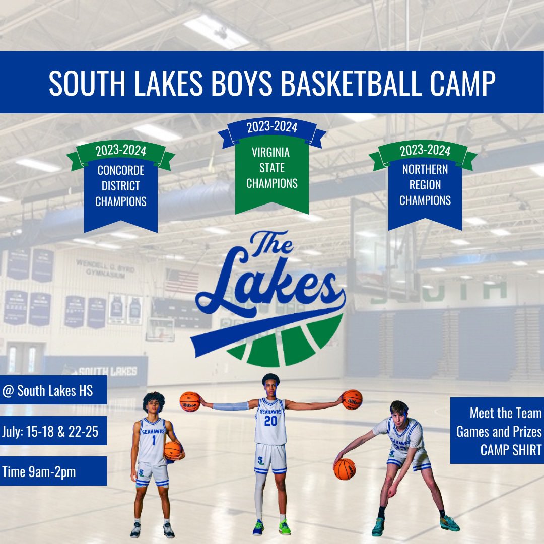 Summer Camp Season is around the corner! Sign up for the State Champions Basketball Camp in July at South Lakes HS. Link to register below! southlakehscamps.jumbula.com/boys-basketball