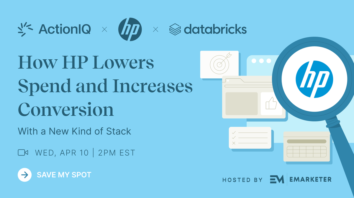 Coming soon 📆 Join @HP with @databricks for an @eMarketer webinar! You'll learn how HP put first-party data into action for acquisition and throughout the lifecycle with a composable customer data platform. hubs.li/Q02rjtQ20