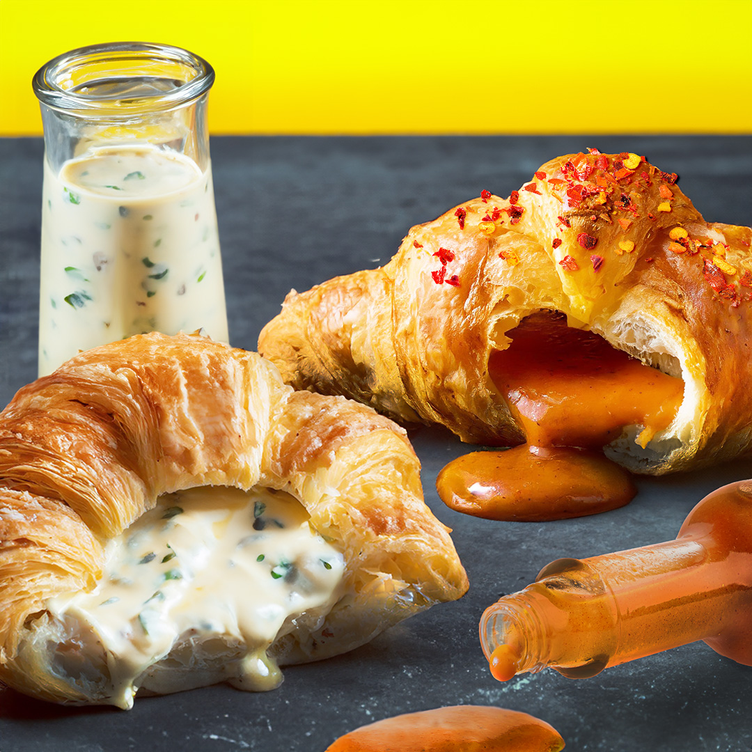Help us pick our next bakery item! Should we go with a ranch filled croissant or a hot sauce filled croissant? 👇 Truly can’t decide