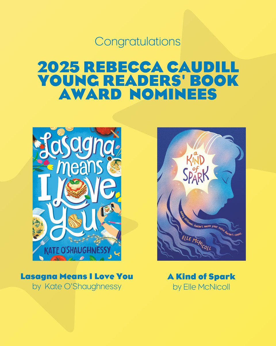 Random House Children's Books Teachers & Librarian (@rhcbeducators) on Twitter photo We’re honored that the 2025 Caudill Young Readers' Book Award nominees feature LASAGNA MEANS I LOVE YOU and A KIND OF SPARK! <a href="/RCYRBA/">Caudill Award</a> #middlegradebooks #kidslit We’re honored that the 2025 Caudill Young Readers' Book Award nominees feature LASAGNA MEANS I LOVE YOU and A KIND OF SPARK! <a href="/RCYRBA/">Caudill Award</a> #middlegradebooks #kidslit