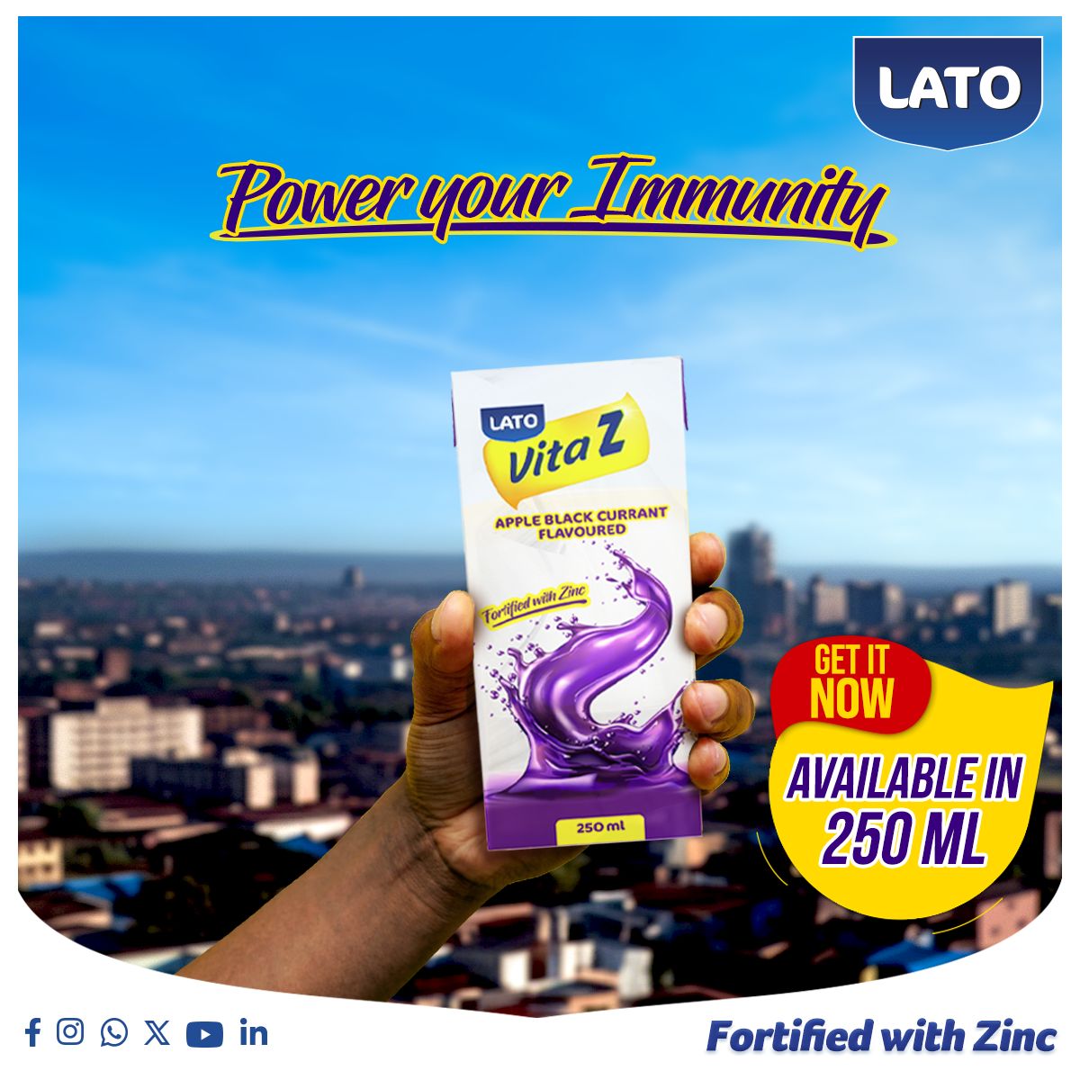 LatoMilk's tweet photo. Experience the power of health & nutrition in every sip with Lato Vita-Z and Lato GlucoPowerB juices, Now available in convenient 250ml packs! Stay refreshed, stay energized! ๐ช
#VitaZ #GlucoPowerB #Lato #ItsNutrilicious https://t.co/y6n4qzwKYM