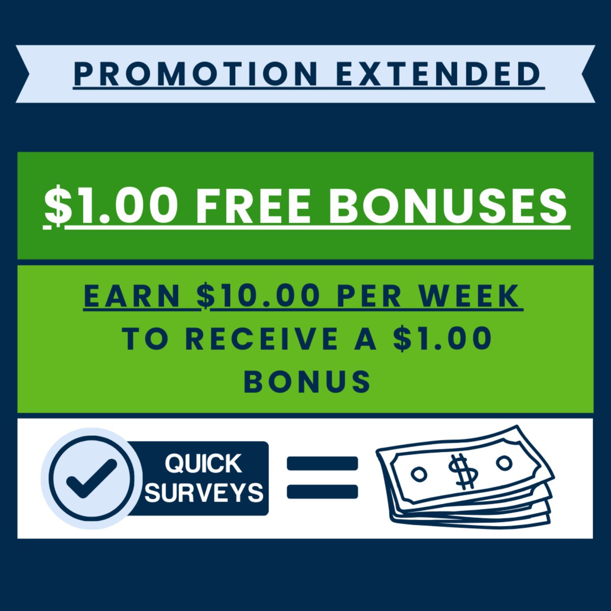 Our March Promo Has Been Extended! Earn $10.00 each week in April with paid surveys and receive a free $1.00 bonus straight to your Offernation account.
Start taking paid surveys today!

#paidsurveys #getpaidtoday #makemoneyonline