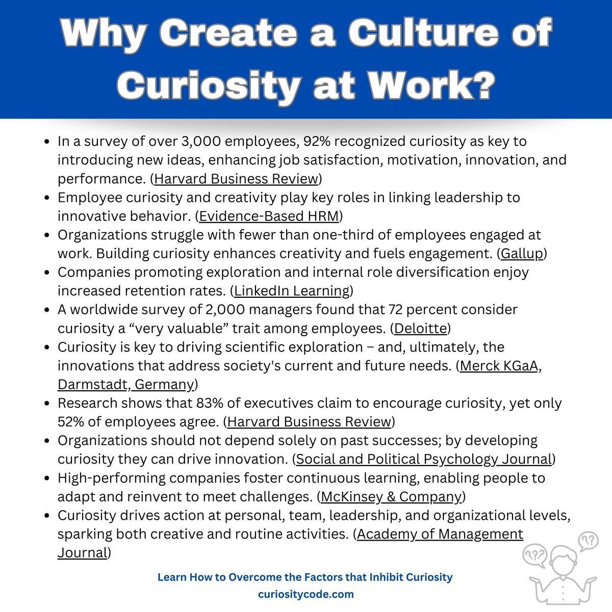 DrDianeHamilton's tweet photo. Leaders who want to create a culture of curiosity must begin by recognizing the factors that inhibit it and then emulating the culture they want by asking and allowing questions. 

#curiositycode #hr #innovation #engagement #productivity #creativity #HR #retention #adaptability https://t.co/kbcfDulcgE