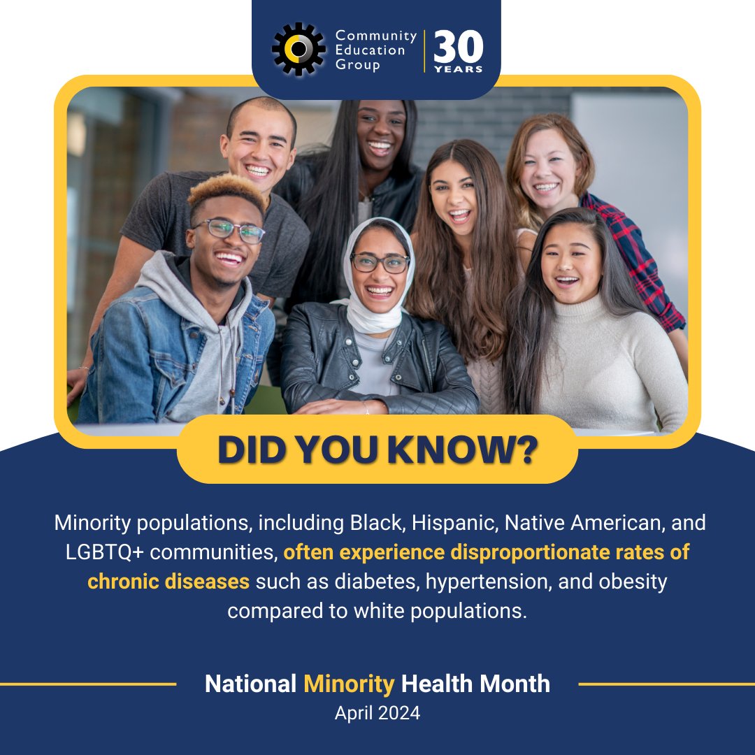 April is Minority Health Month, a time to amplify voices, raise awareness, and foster equitable access to healthcare for all. Let's stand together, celebrate diversity, and prioritize health equity! #MinorityHealthMonth #HealthEquity #CEG #WestVirginia #Appalachia