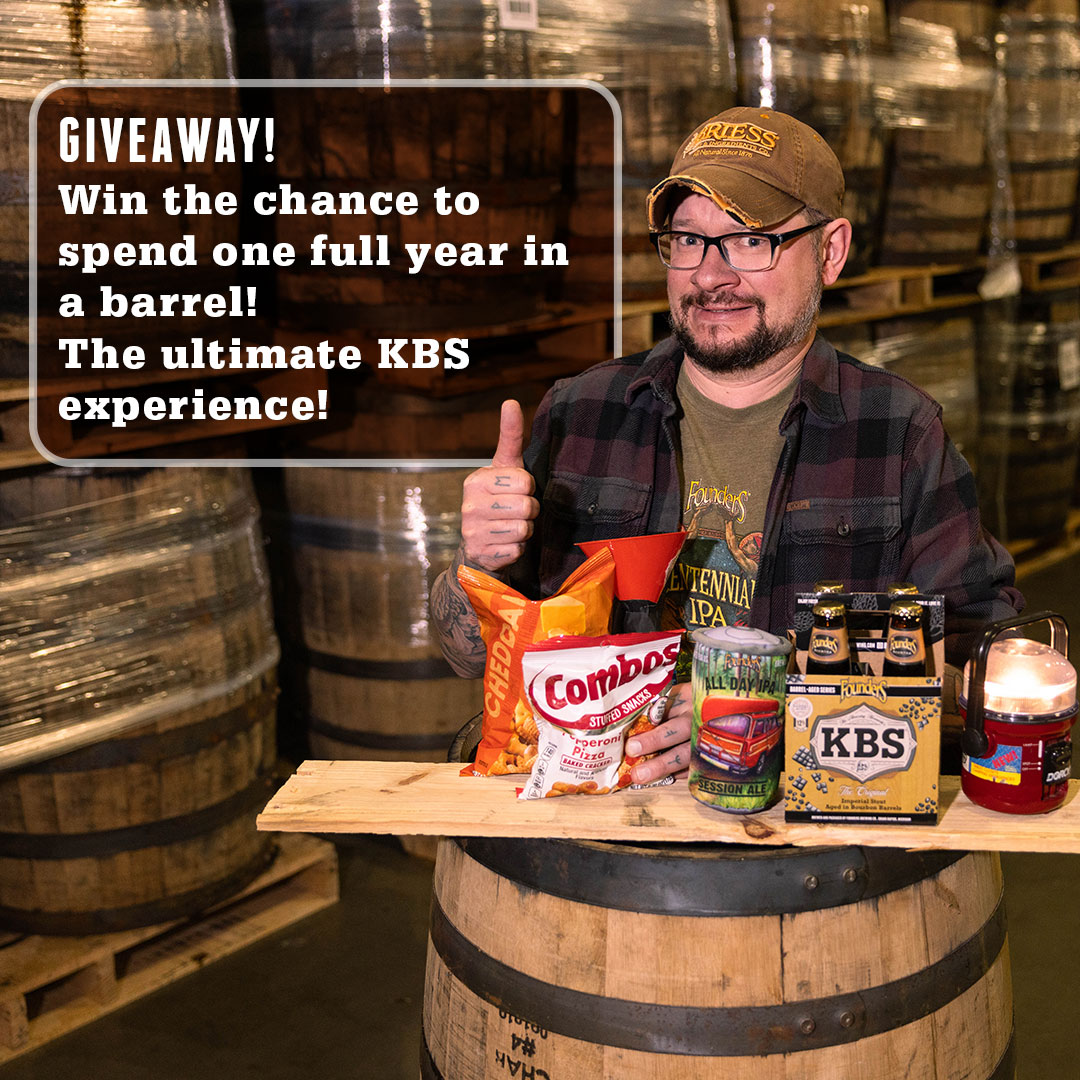 GIVEAWAY! Tired of your boring old routine? Are you looking to try something new? Well now's your chance because Founders is offering KBS fans the ultimate experience. Spending one full year in a barrel! To enter, tag a friend you'd share a barrel with!