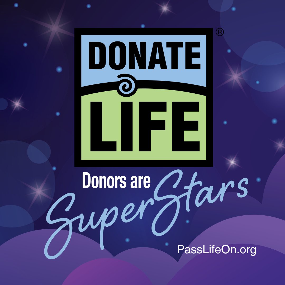 Today kicks off National Donate Life Month to raise awareness for organ, eye & tissue donation. This year's theme, 'Donors are Super Stars,' reminds us that donor heroes bring light & hope those waiting for a transplant. Register as a donor at passlifeon.org #PassLifeOn