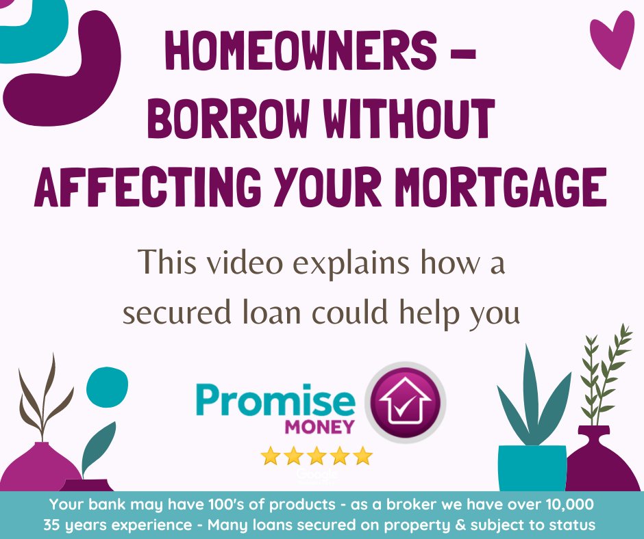 Offering flexible terms different to those from your exising lender.

promisemoney.co.uk/secured-loans/

Secured loan lenders often say yes when your mortgage lender says no. 
Loan can be secured on your home or investment property.

#promisemoney #remortgage #securedloan
