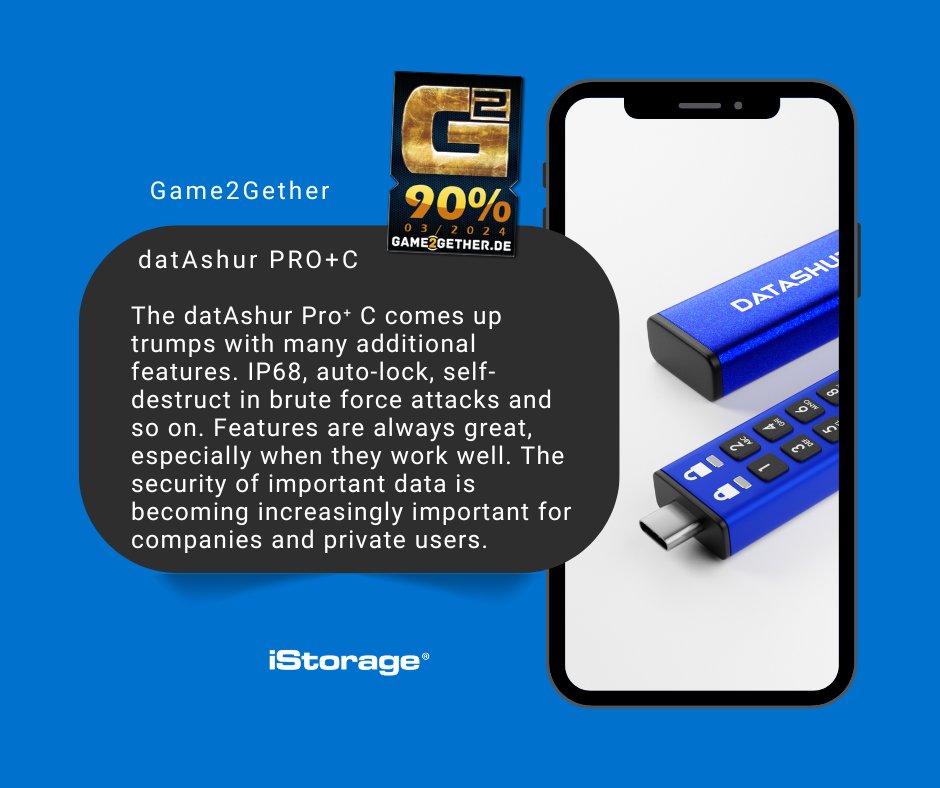 iStorage_ltd's tweet photo. New review of the datAshur PRO+C from @game2getherde
📰Read the full review here: https://t.co/mpEuZ36db3
#newreview #datasecuirty #istorage #innovativetechnology https://t.co/DZy1qZ57Xw