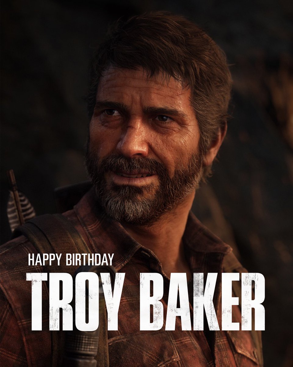 Naughty_Dog's tweet photo. Happy birthday to Troy Baker, the incredible actor behind both Joel Miller and Sam Drake! 🎊

Troy's performances have consistently elevated these characters, whether he's conveying profound loss, adventurous excitement, or anything in between. https://t.co/t8hmLsFmxT
