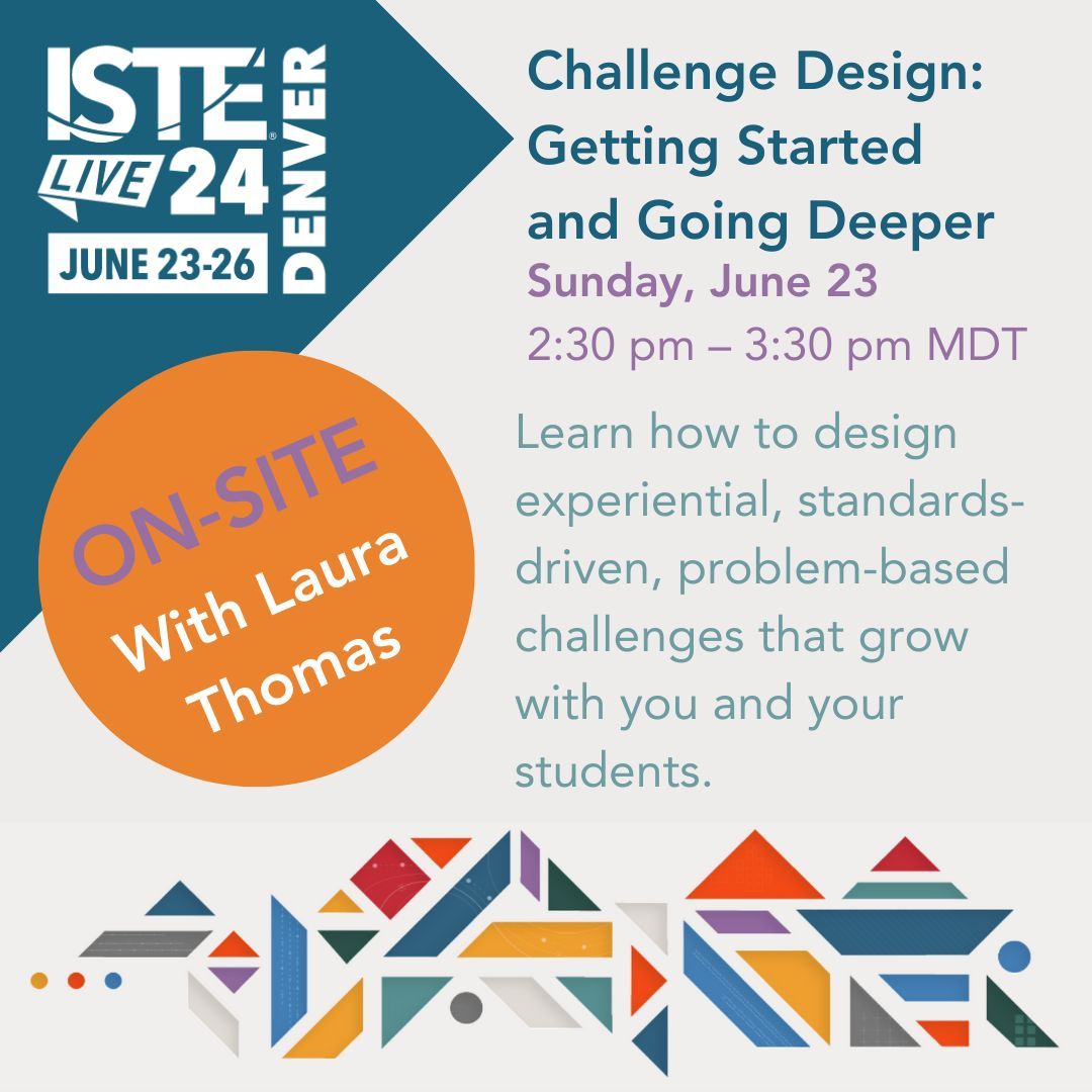 Who doesn't like a challenge? Learn from the best @criticalskills1 at @ISTEofficial Live 24. Available on-site and virtually!

buff.ly/3wIfHFd 

#ISTELive #PBL #SEL #ChallengeDesign #STEAM #CriticalSkillsClassroom