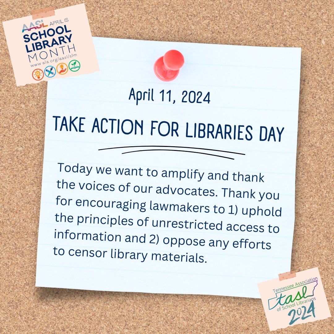 Thank you to all who support libraries and the freedom to read! Tag all those helping the students and educators of Tennessee fight for #FReadom! ❤️ #takeactionforlibrariesday @EdTrustTN @aasl @NC5PhilWilliams @_youthcoalition @OIF @ktubb @trublu24 @momsforsj