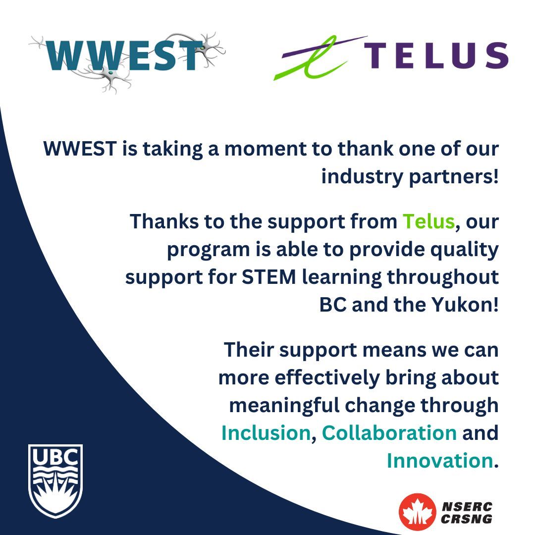 Thank you @Telus for supporting our NSERC Chair for Women in Science and Engineering in the BC and Yukon region at @ubcokanagan!!
