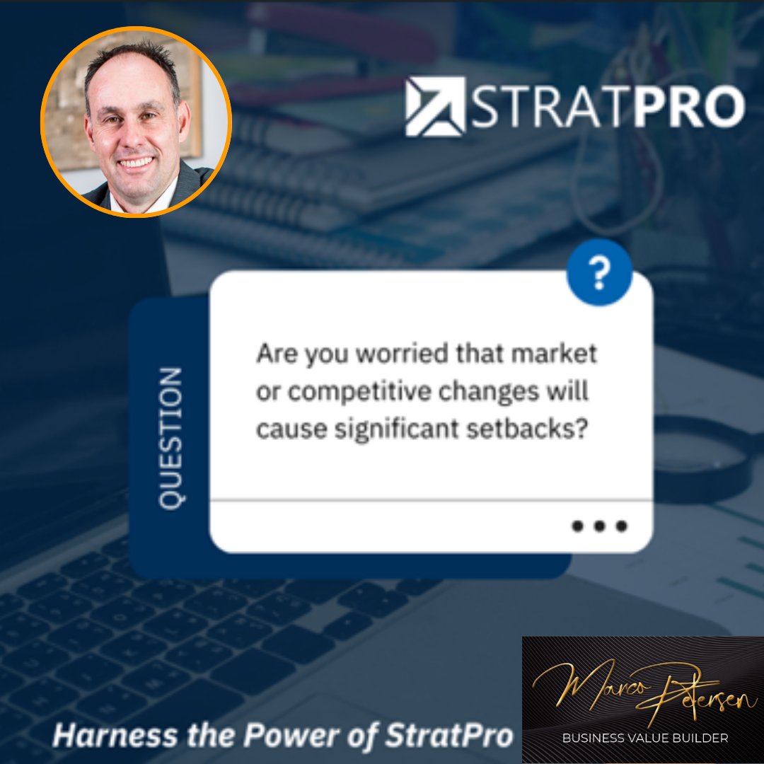 Don't let the fear of setbacks hold you back. 

Are you ready to safeguard your business against market uncertainties? Contact me today and find out if StratPro is right for your business!

#StratPro
#BusinessResilience 
#MarketChanges 
#Innovation 
#valuebuilder