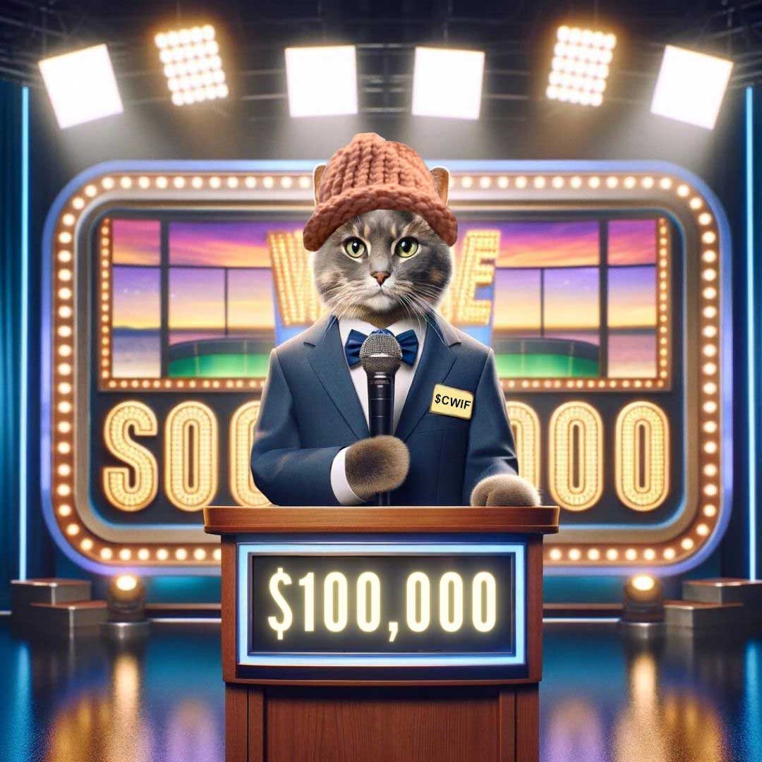 💸 100 million $CWIF giveaway!

10 winners of 10m $CWIF each during 48 hours. Good luck! 🍀

Rules for entry:
1. Like + RT ❤️
2. Follow <a href="/catwifhatsolana/">Catwifhat $CWIF</a> &amp; <a href="/CodeMeow777/">CodeMeow</a>
3. Tag 3 friends and use the hashtag #catwifhat and $CWIF
4. Comment on what you would do if you pocket