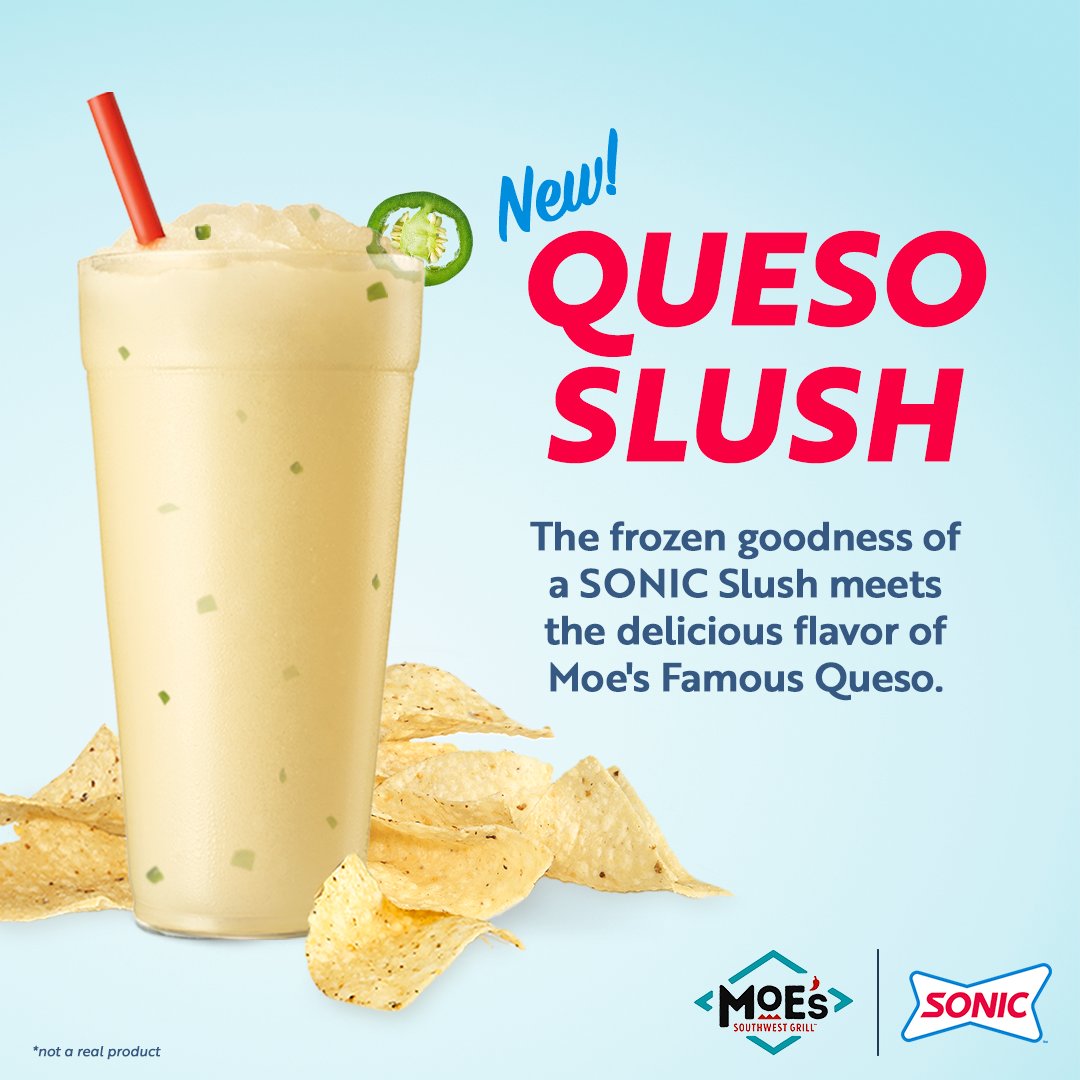 Introducing the newest @sonicdrivein beverage, the Queso Slush: Sip the Dip, featuring Moe's Famous Queso!