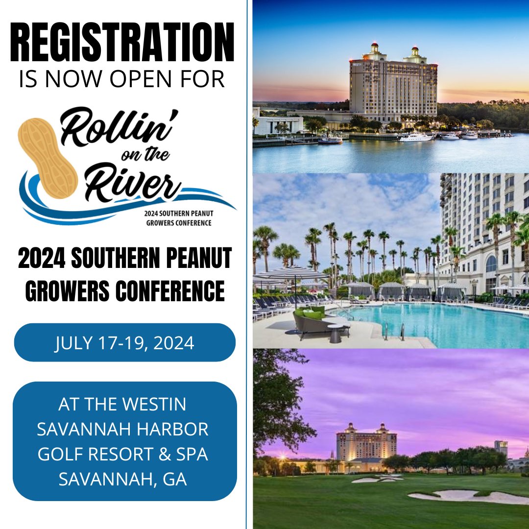 🥜Exciting News! Registration for the 2024 Southern Peanut Growers Conference, organized by the Southern Peanut Farmers Federation, is now open.🌱Get ready to roll on the river with this years theme! 🌊 To register: bit.ly/2KETUCo. #rollingontheriver #registernow