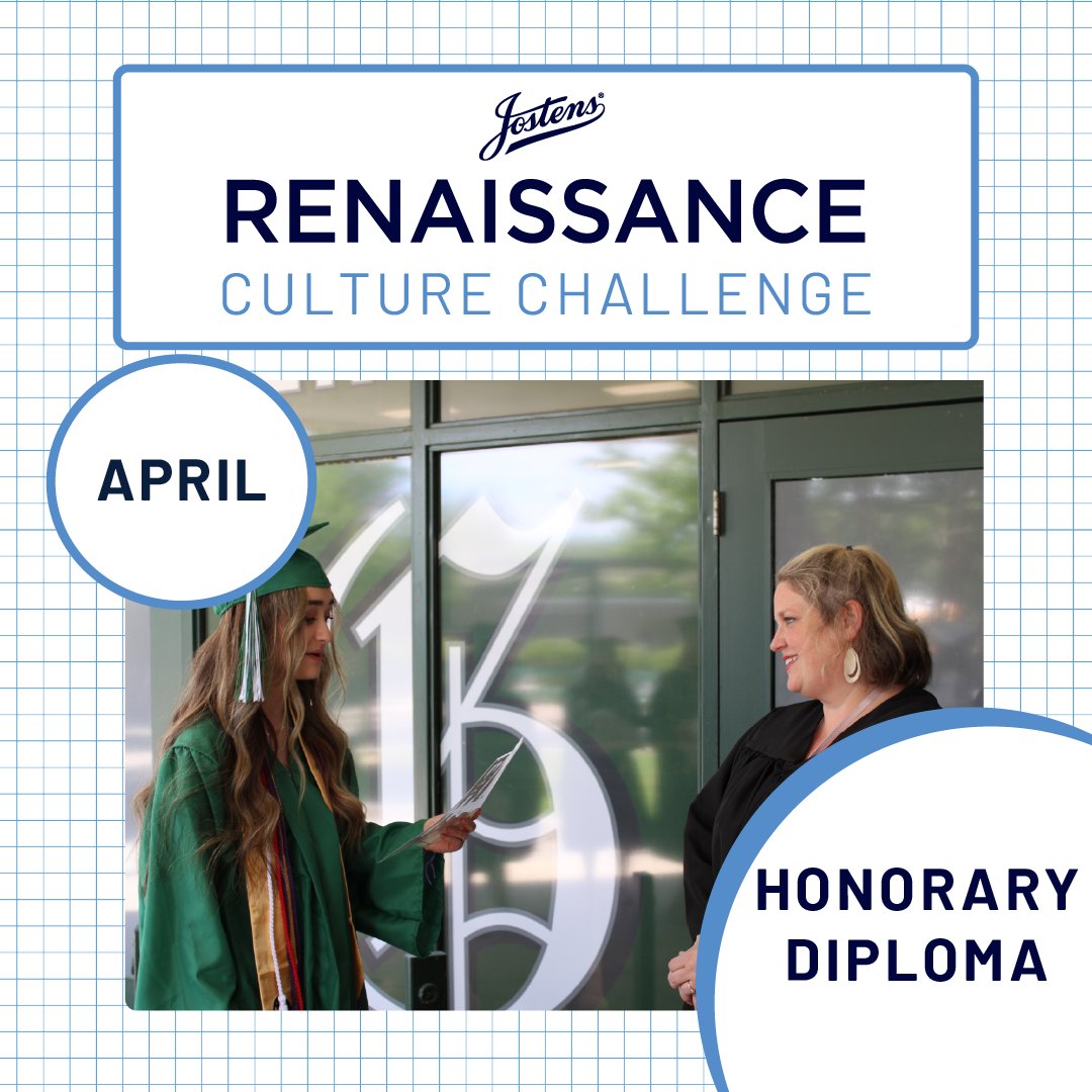 𝙉𝙚𝙬 𝘾𝙪𝙡𝙩𝙪𝙧𝙚 𝘾𝙝𝙖𝙡𝙡𝙚𝙣𝙜𝙚! This month, we want your school's students who are graduating to recognize the Staffulty members that got them to where they are today with an Honorary Diploma! Learn more and enter here ⬇ jostensrenaissance.com/honorarydiplom… #SchoolCulture