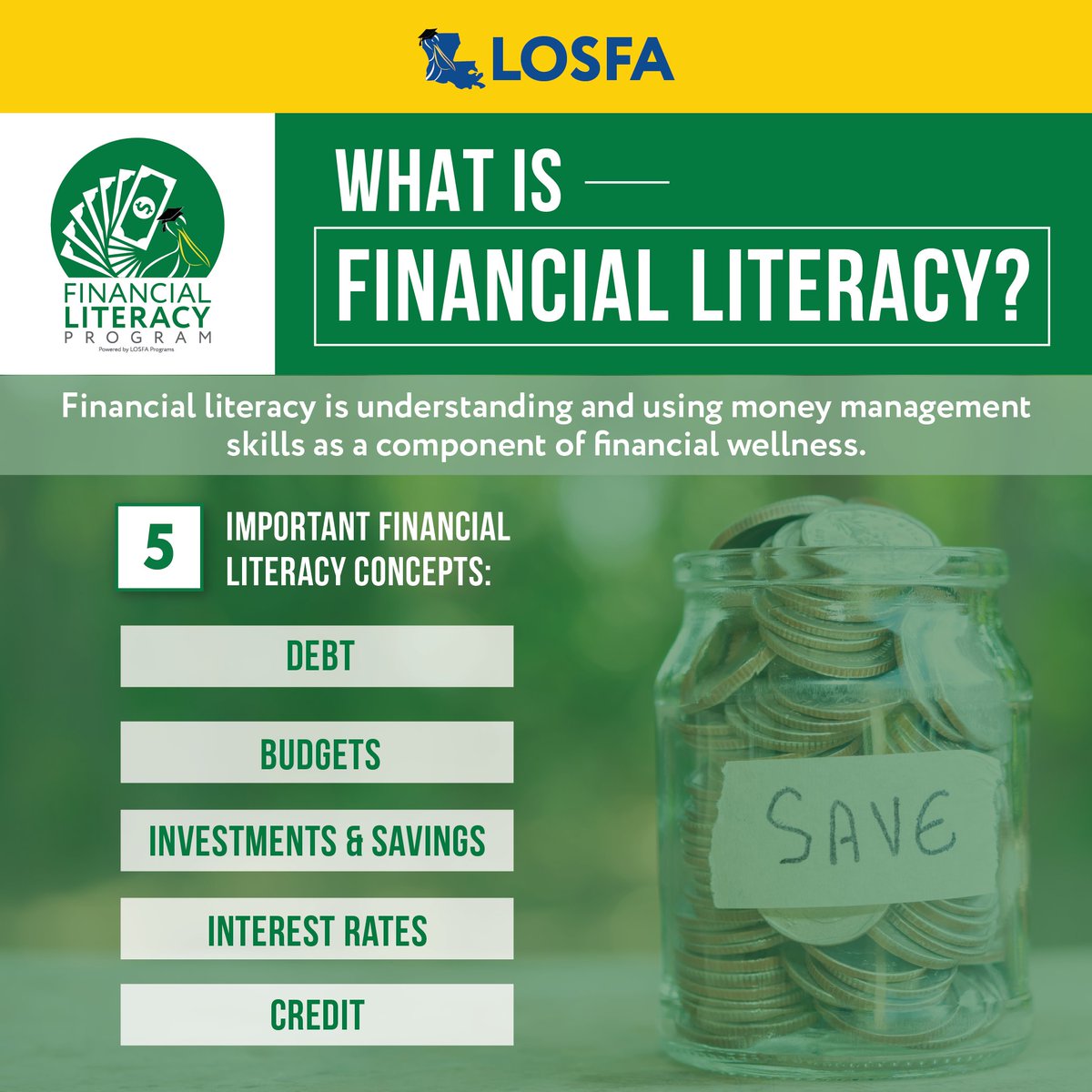 Did you know that April is National #FinancialLiteracyMonth? What is Financial Literacy? Financial literacy is understanding and using money management skills as a component of financial wellness. During the month, we'll be sharing tips on financial literacy.