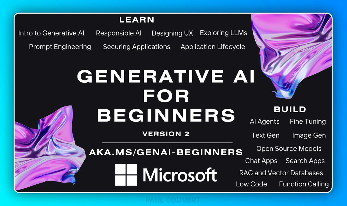 Microsoft releases 18 courses for learning generative AI

They are available free of charge and were just updated last week.

Contents and link to access below 🧵