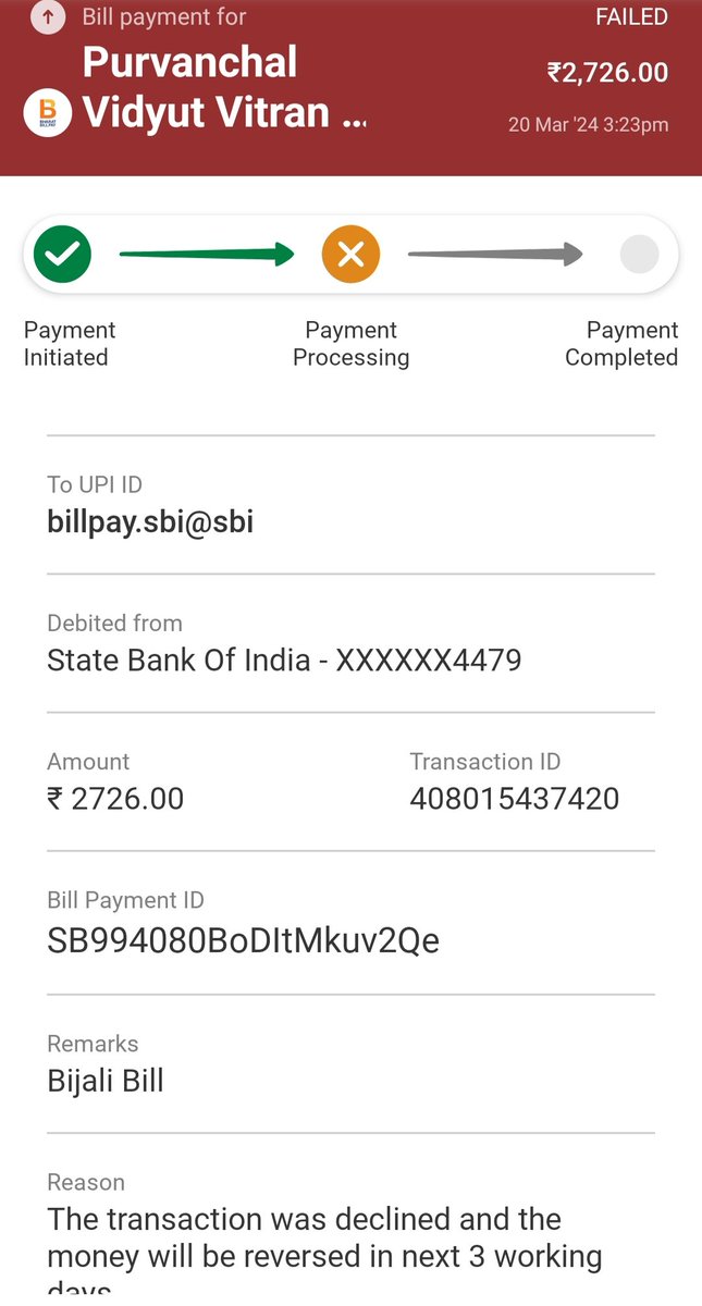 ADITYA MISHRA (@aadiyamishra) on Twitter photo 20 मार्च को बिजली का बिल जमा किया, Account से 2726/-Rs deduct हो गया। <a href="/TheOfficialSBI/">State Bank of India</a> Basharatpur के staff बता रहे हैं कि पैसा <a href="/puvvnlgorakhpur/">PUVVNL Gorakhpur</a> के खाते में जमा हो गया, पासबुक में प्रिंट भी है।
<a href="/cedgkp/">Chief Engineer Gorakhpur</a>राप्तीनगर,GKP केstaff कह रहे हैं उनके खाते में पैसा नहीं आया। येAmount कहाँ गया? 20 मार्च को बिजली का बिल जमा किया, Account से 2726/-Rs deduct हो गया। <a href="/TheOfficialSBI/">State Bank of India</a> Basharatpur के staff बता रहे हैं कि पैसा <a href="/puvvnlgorakhpur/">PUVVNL Gorakhpur</a> के खाते में जमा हो गया, पासबुक में प्रिंट भी है।
<a href="/cedgkp/">Chief Engineer Gorakhpur</a>राप्तीनगर,GKP केstaff कह रहे हैं उनके खाते में पैसा नहीं आया। येAmount कहाँ गया?