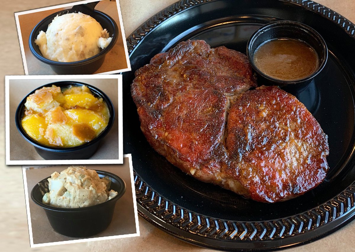 OUR SPRING SPECIALS ARE HERE! Smoked Hawaiian Ribeye, sweet & savory, a taste of the islands. Rich & creamy Smashed Potatoes. Peggy’s Peach Cobbler bursting juicy goodness. Plus, our Super Seasonal Side is back! Homemade Potato Salad—the pick of your picnic or backyard party.