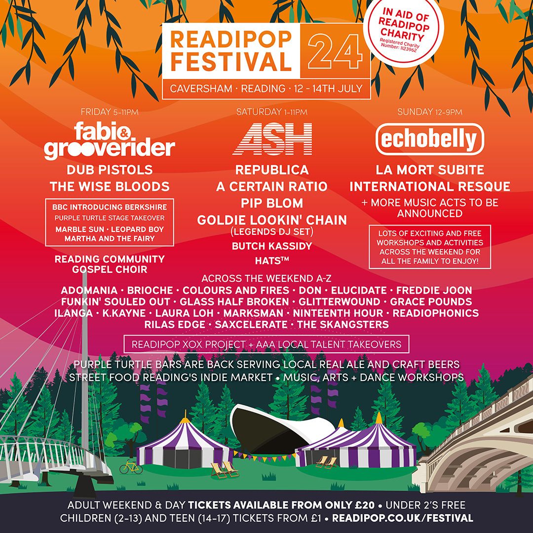 We're excited to be playing Readipop Festival 2024. As a charity festival all profits will go directly back to Readipop music charity. Day and Weekend tickets now on sale starting at £20, and children’s tickets from only £1! http://readipop.gigantic.com@readipopfestival.