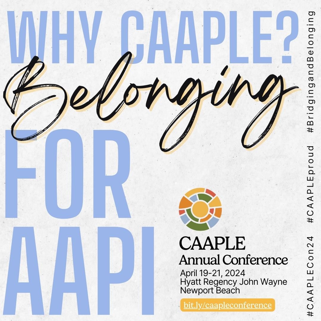 Why CAAPLE? As a place of belonging for the AAPI community, we celebrate our diverse cultures, experiences, & identities…together we amplify voices & foster solidarity! Join us at #CAAPLECon24, register at bit.ly/caapleconferen…. #CAAPLEproud #BridgingandBelonging