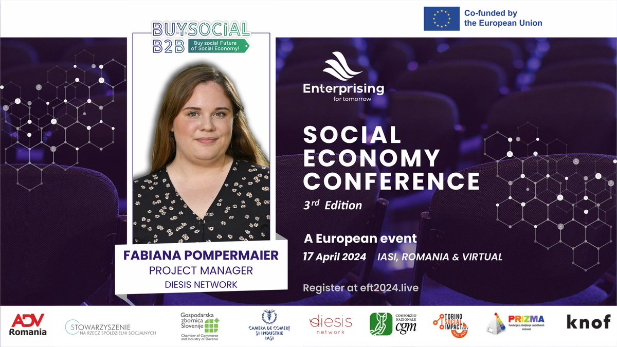 [#Ess - 🇷🇴/🇪🇺] @Diesiseu : Entreprendre pour demain - Conférence phare de l'#Ess en #Roumanie, le 17/04 à #Iasi + en ligne w/, notamment, @NicolasSchmitEU, @VictorMeseguer_, @japedreno et F.#Pompermaier ➡️ conferinta.alaturidevoi.ro cc @SocEntEU @SocialEcoEU @UAICiasi @ESS_France ⤵️