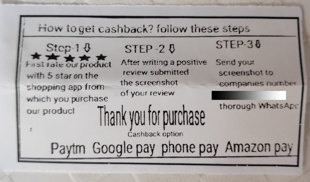 Got this with a product I have ordered online. Look at how companies are trying to manipulate you by offering cashback!!! Hey @Google @GoogleIndia, Reviews in your platform are now just a joke. #GoogleReviews #Review