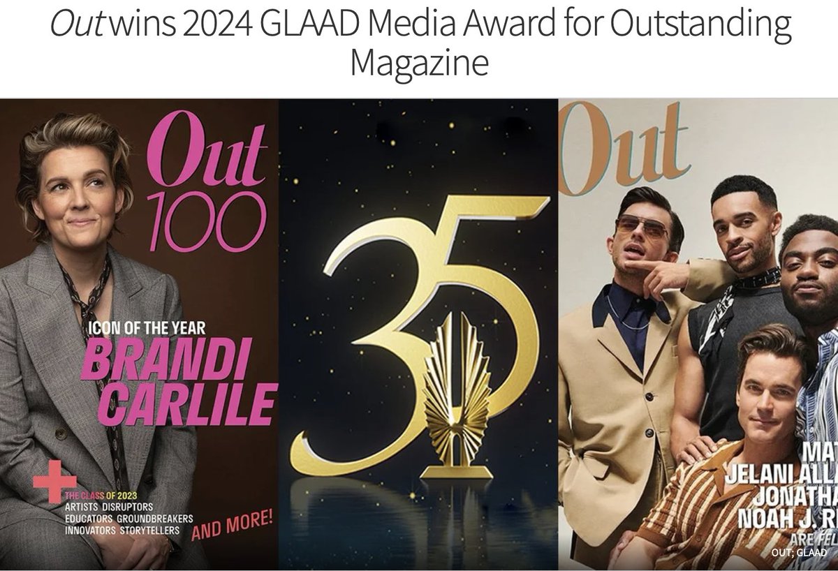 RebelMouse's tweet image. Congratulations to our amazing client, OUT Magazine, for winning the 2024 GLAAD Media Award for Outstanding Magazine! We're so proud to partner with such a powerful voice in the LGBTQ+ community. 

Read more: [bit.ly/3vs3zrz]

#RebelMouse #GLAADAwards #OUTMagazine