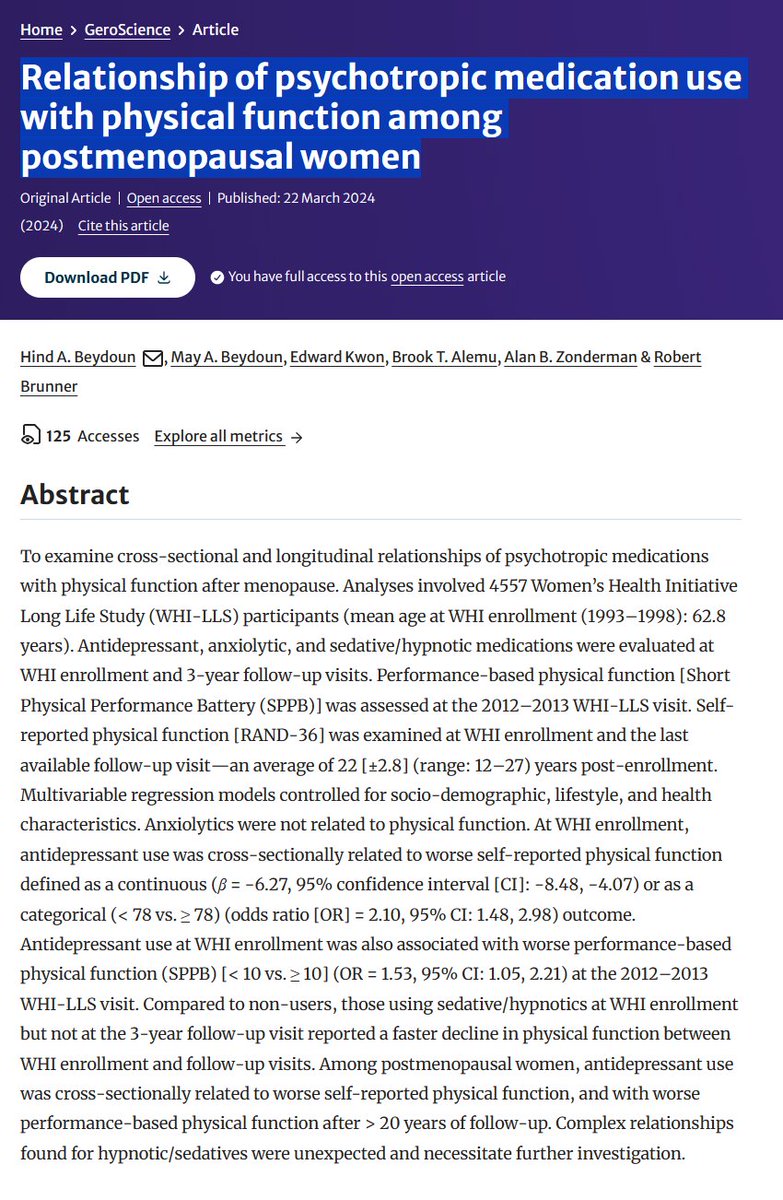 GeroScienceAGE's tweet photo. 📢New Open🔓 Access Paper
Relationship of psychotropic medication use with physical function among postmenopausal women by Hind A. Beydoun &amp; Robert Brunner et al.
https://t.co/wT9RlPqFd3
#antidepressant #anxiolytic #hypnotic #physicalfunction #sedative #psychotropic @unevadareno https://t.co/YbzWjuPfCu