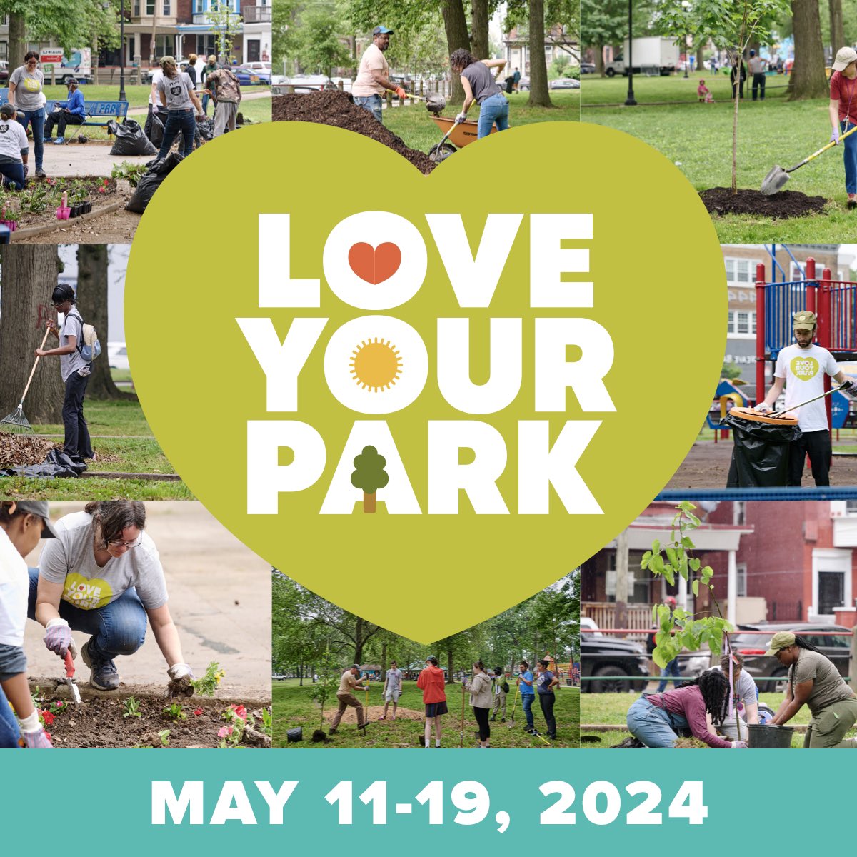Registration is now open for Love Your Park Week with us,@philaparkandrec, and PFN groups across Philly! Volunteer at your local park from May 11-19 to help prepare for a busy summer season. Register for a clean-up: bit.ly/LYP-S24