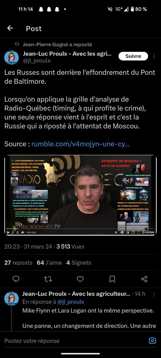 MartinOtis's tweet photo. @HackedYayonne11 🤦🤦🤦🤦🤦🤷 les russes derrière l'effondrement du pont de Baltimore, astheure #oufffff https://t.co/1lSoaP2Lnw