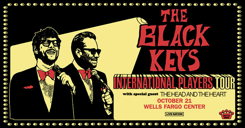 JUST ANNOUNCED! 🎹 @theblackkeys at @WellsFargoCtr on October 21 for the International Players Tour with special guest @headandtheheart! Tickets on sale this Friday, April 5th at 10AM. 🎟️: livemu.sc/3xfEdxM