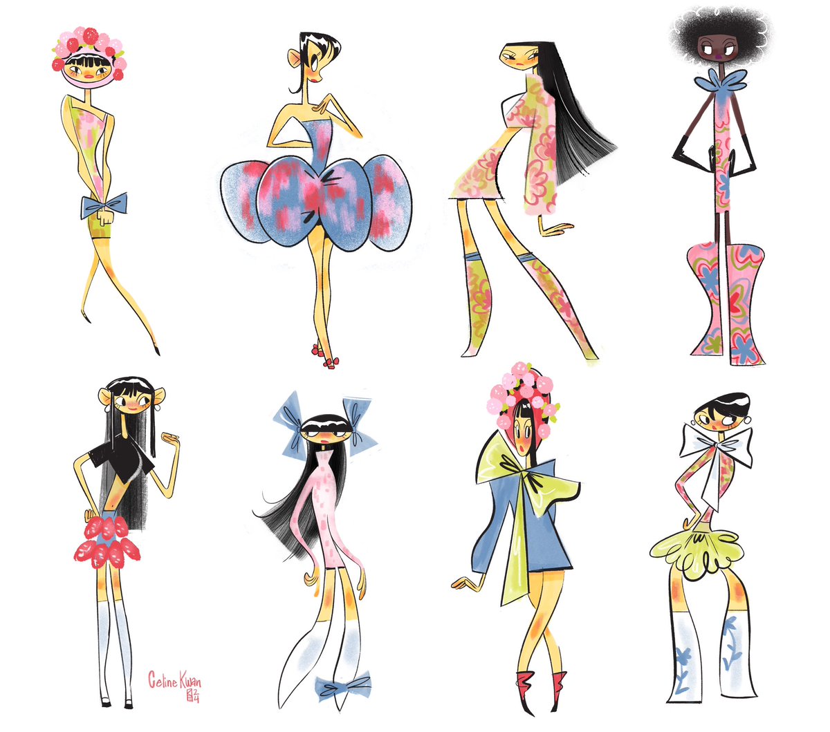 Shape play inspired by the fashions of @celinekwan_ #shapelanguage #fashiondesign #characterdesign