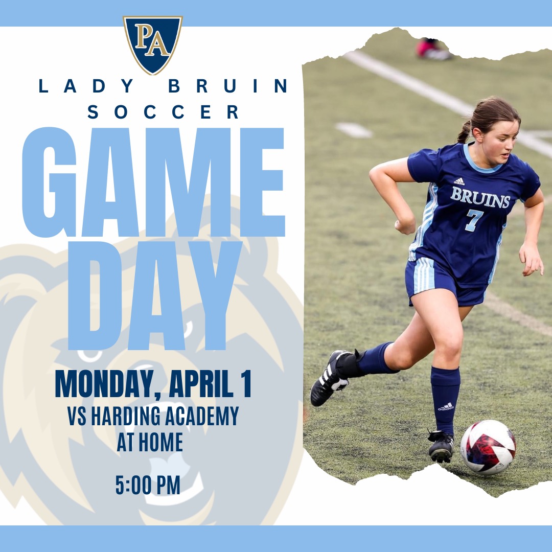 ⚽️ 𝙇𝘼𝘿𝙔 𝘽𝙍𝙐𝙄𝙉 𝙎𝙊𝘾𝘾𝙀𝙍 𝙏𝙊𝘿𝘼𝙔 The Lady Bruins host the Harding Academy Lady Wildcats today in a non-conference matchup. #PABruins #BruinSoccer