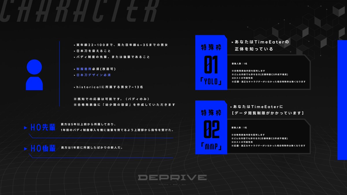 deprive_TL's tweet photo. 🌀

サイバーパンク×日本刀×ロスト

┈  ┈  ┈ 

　　　　 －𝘿 𝙀 𝙋 𝙍 𝙄 𝙑 𝙀－

            全ては、繋がっている。

                                                ┈  ┈  ┈                  

フォロワー20人以上で始動決定
＿＿＿＿＿

#創作企画
#一次創作企画 https://t.co/wbFatpVEEX