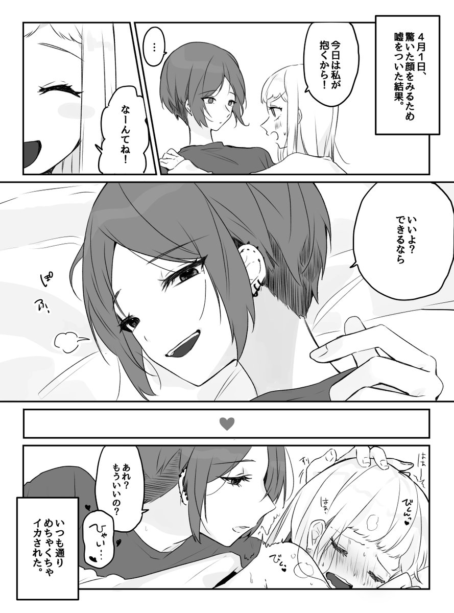 4月1日、驚いた顔を見るため嘘をついた結果。みつふみ。 ※百合漫画 