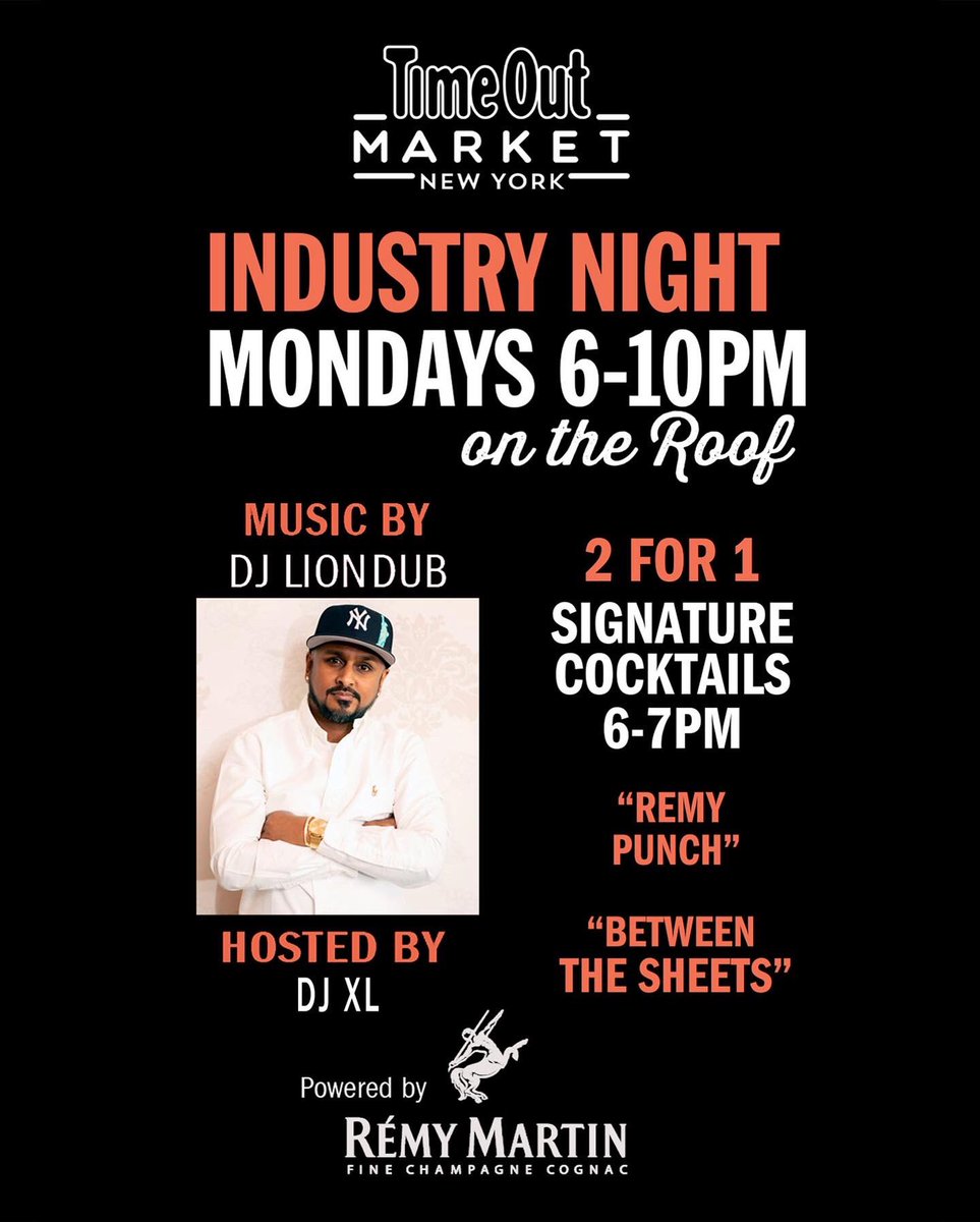 #NYC ~ Join Us Every Monday from 6-10pm for a funfilled evening while #networking over #food & #drinks at @timeoutmarketnewyork! 🎶 Beats By: @djliondub 🔌Hosted By: @datrueladym & @djxl.soundproof ☆ Powered By @remymartin ☆ @ TIME OUT MARKET📍55 Water St. DUMBO, Bklyn 11201