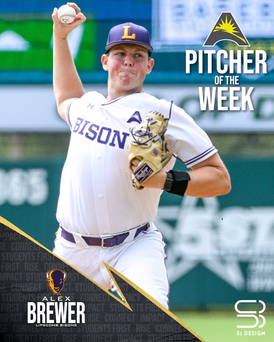 ASUNSports's tweet photo. First time #ASUNBSB Pitcher of the Week award winner! 👏⬇️

🟣Alex Brewer, @BisonBaseball 

📰 | https://t.co/ny7djHIwsd

#ASUNBuilt | #HornsUp 🤘 | @LipscombBisons https://t.co/xX5licFqp7