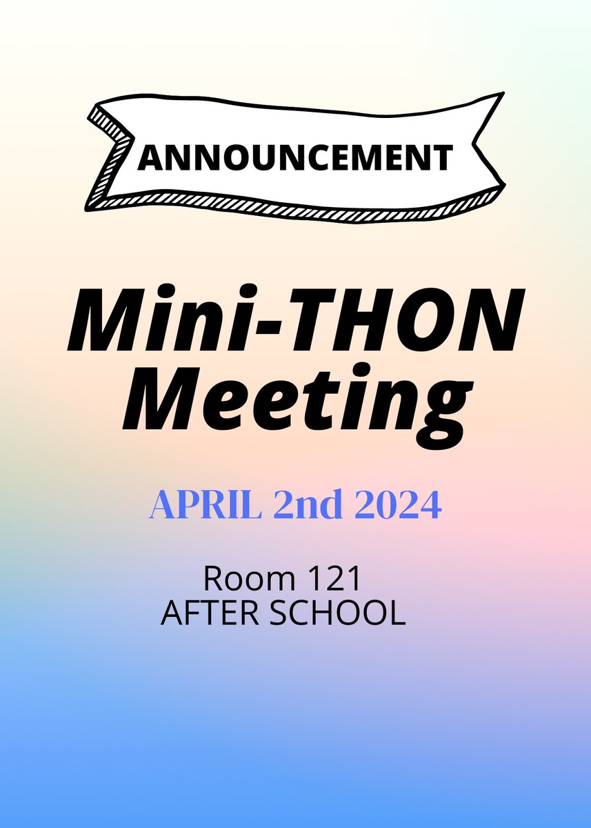 BWminithon's tweet photo. Hope you all had a great break! Just a reminder that tomorrow after school we have a meeting! Come and talk about the event and upcoming fundraisers for next year!! See you there 💙 https://t.co/5k09jZLjiC