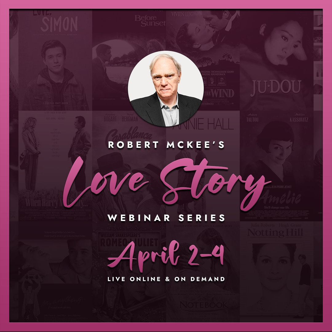 @MckeeStory's LOVE STORY Webinar Series starts tomorrow! McKee teaches the history of the genre, its lasting conventions, and how to work with them to craft unique stories for today's audiences. Learn more: t.mckeestory.com/love-story #screenwriting #amwriting #writing #lovestory