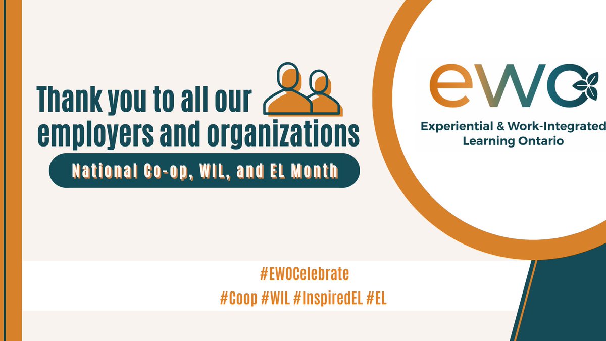 Experiential & Work-Integrated Learning Ontario (@ewocoop) on Twitter photo THANKS to all the employers who hire university or college students for #coop, #WIL or #EL. You make a difference in these students' lives & prepare them for the future, strengthen <a href="/ONgov/">Ontario Government</a>'s economy, & build a runway to talent for your org.
ewo.ca/employer-commu… THANKS to all the employers who hire university or college students for #coop, #WIL or #EL. You make a difference in these students' lives & prepare them for the future, strengthen <a href="/ONgov/">Ontario Government</a>'s economy, & build a runway to talent for your org.
ewo.ca/employer-commu…