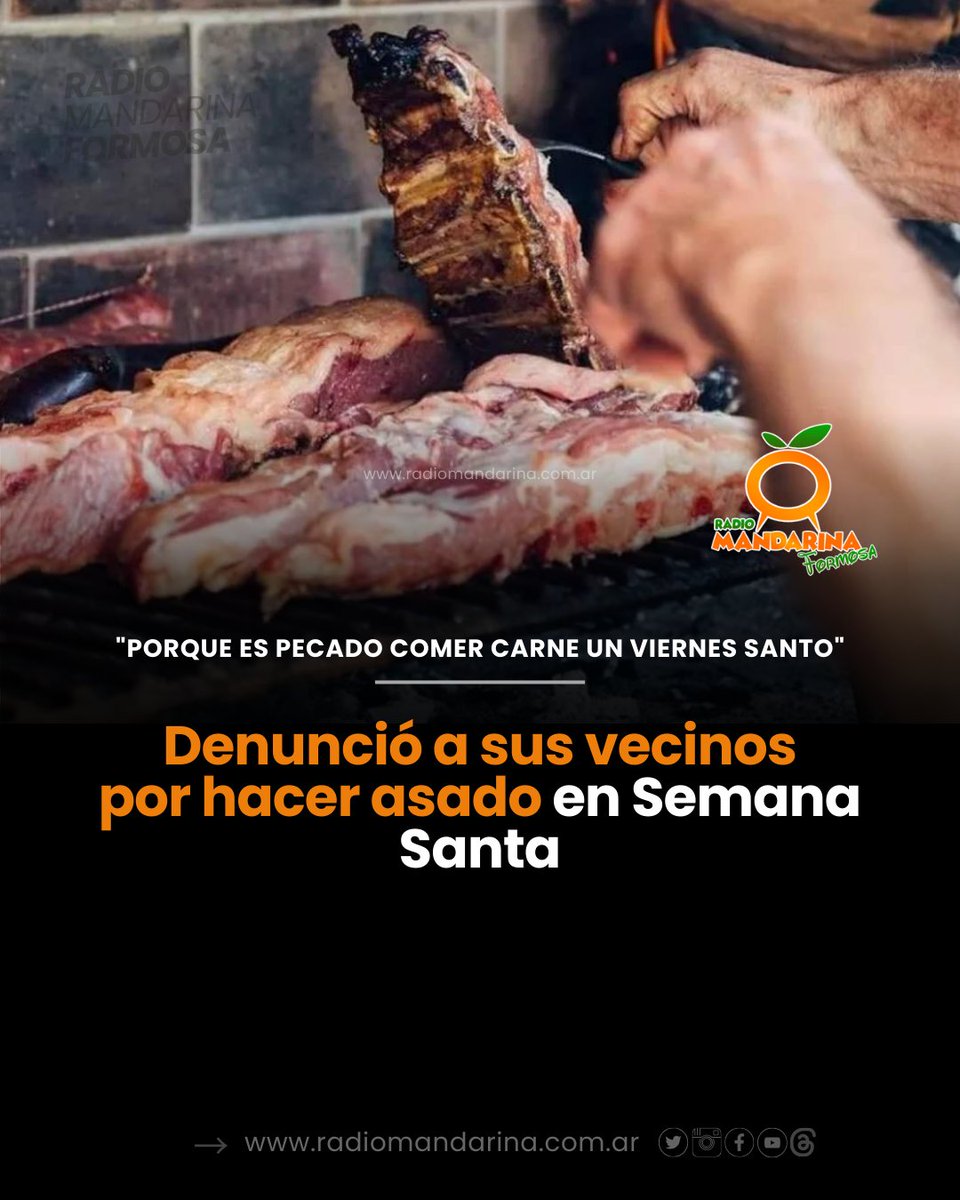 😳  Un grupo de #policías irrumpió en un edificio de la ciudad chubutense de #Rawson, al llegar los efectivos se encontraron con una familia por almorzar #asado y el denunciante se justificó diciendo que alertó a los oficiales porque es #pecado comer #carne un #ViernesSanto.