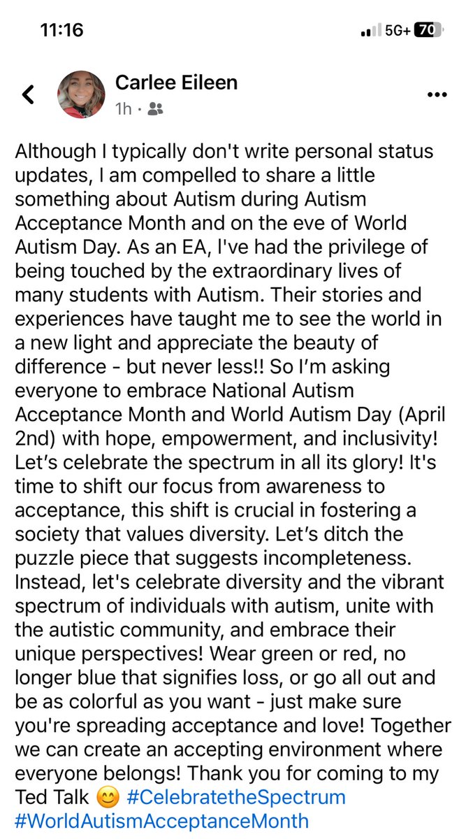 Because you can only write so many characters here… please see my picture 😊 <a href="/AutismONT/">Autism Ontario</a> <a href="/BHNSpecEd/">BHN Special Education</a> <a href="/AutismCanada/">Autism Canada</a>   #CelebrateTheSpectrum #WorldAutismAcceptanceMonth #AutismAcceptanceMonth #AutismCanada #BeTheChange #WeAreCalledToLove